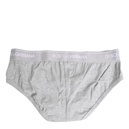 Dolce & Gabbana Gray Cotton Stretch Regular Brief Underwear