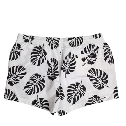 Dolce & Gabbana White Black Print Beachwear Shorts Swimwear