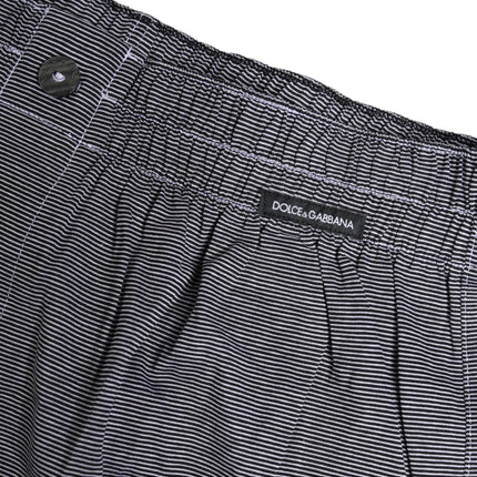 Dolce & Gabbana Gray Striped Cotton Regular Boxer Underwear