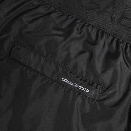 Dolce & Gabbana Black Logo Print Beachwear Men Shorts Swimwear