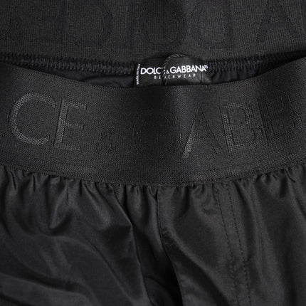 Dolce & Gabbana Black Logo Print Beachwear Men Shorts Swimwear