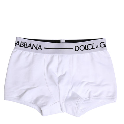 Dolce & Gabbana White Cotton Stretch Regular Boxer Underwear