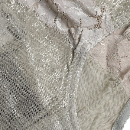 Dolce & Gabbana Gray Cotton Floral Lace High Waist Panty Underwear
