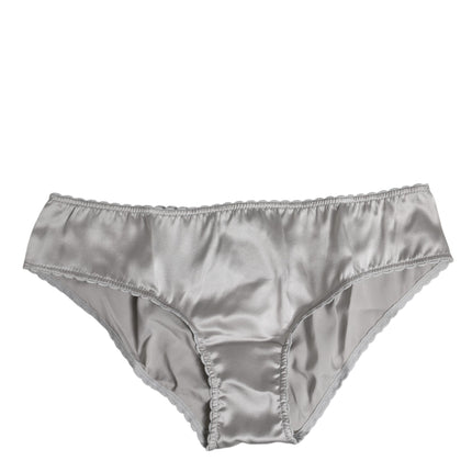 Dolce & Gabbana Gray Silk Stretch Bottom Low Waist Panty Underwear