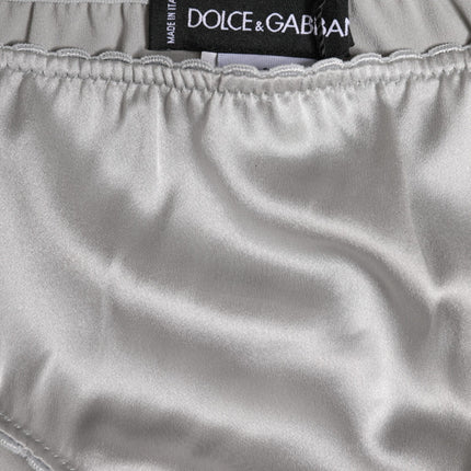 Dolce & Gabbana Gray Silk Stretch Bottom Low Waist Panty Underwear