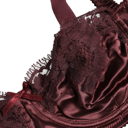 Dolce & Gabbana Burgundy Silk Underwired Balconette Bra Underwear
