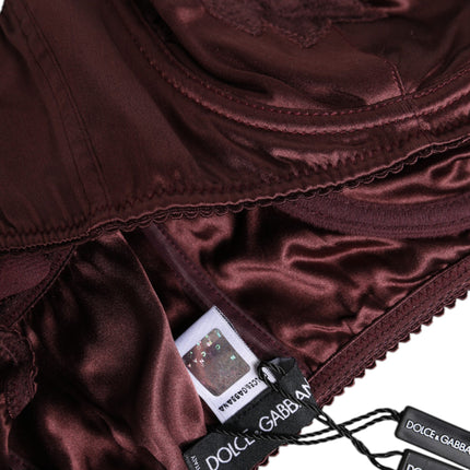 Dolce & Gabbana Burgundy Silk Underwired Balconette Bra Underwear