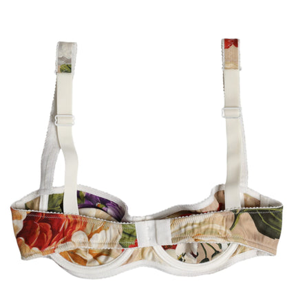 Dolce & Gabbana Beige Floral Balconcino Underwired Bra Underwear