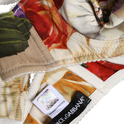 Dolce & Gabbana Beige Floral Balconcino Underwired Bra Underwear