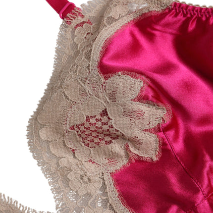 Dolce & Gabbana Magenta Floral Lace Silk Non Wire Bra Underwear
