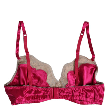 Dolce & Gabbana Magenta Floral Lace Silk Non Wire Bra Underwear