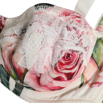 Dolce & Gabbana White Floral Balconette Underwired Bra Underwear