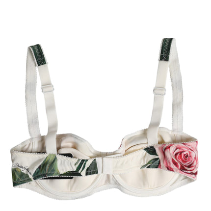 Dolce & Gabbana White Floral Balconette Underwired Bra Underwear