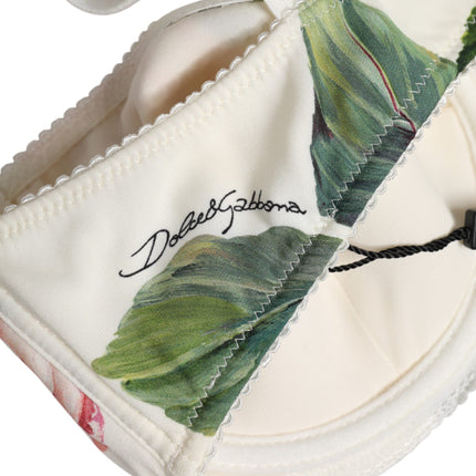 Dolce & Gabbana White Floral Balconette Underwired Bra Underwear