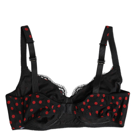 Dolce & Gabbana Black Red Polka Dot Underwired Balconette Underwear