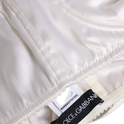 Dolce & Gabbana White Silk Underwired Balconette Bra Underwear