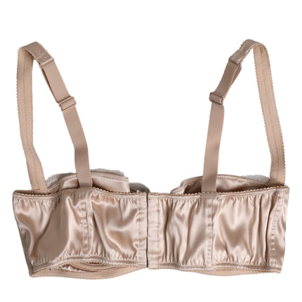 Dolce & Gabbana Biege Silk Underwired Balconette Bra Underwear