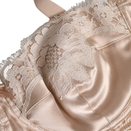 Dolce & Gabbana Biege Silk Underwired Balconette Bra Underwear