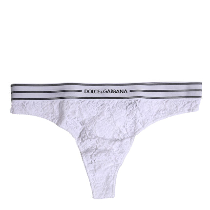 Dolce & Gabbana White Nylon Floral Lace Bottom Panty Underwear
