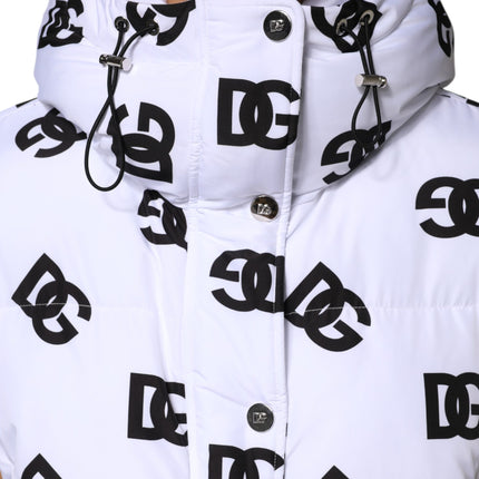 Dolce & Gabbana White Black DG Mania Polyester Puffer Jacket