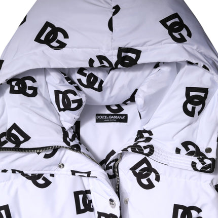 Dolce & Gabbana White Black DG Mania Polyester Puffer Jacket