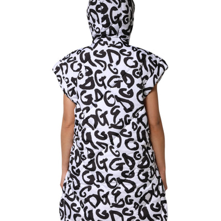 Dolce & Gabbana White DG Mania Hooded Sleeveless Puffer Jacket