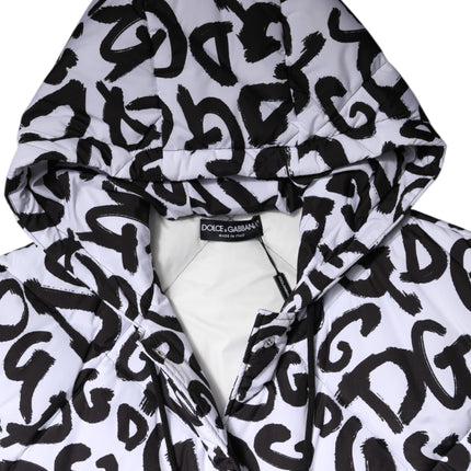 Dolce & Gabbana White DG Mania Hooded Sleeveless Puffer Jacket