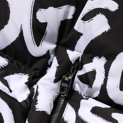 Dolce & Gabbana Black White DG Mania Hooded Long Coat Jacket