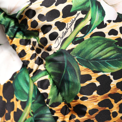 Dolce & Gabbana Multicolor Leopard Rose Puffer Quilted Jacket