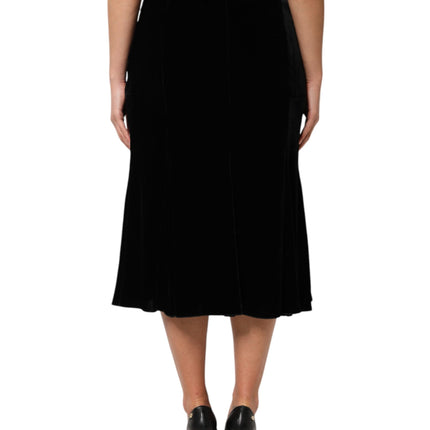 Dolce & Gabbana Black High Waist Fit Flared Midi Skirt