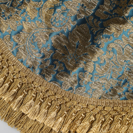 Dolce & Gabbana Blue Floral Jacquard Tasseled Mini Skirt
