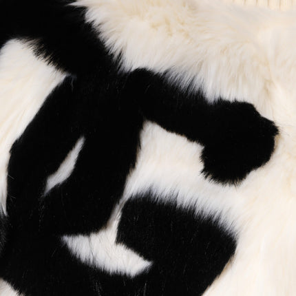 Dolce & Gabbana White Cropped Faux Fur DG Sweatshirt Sweater