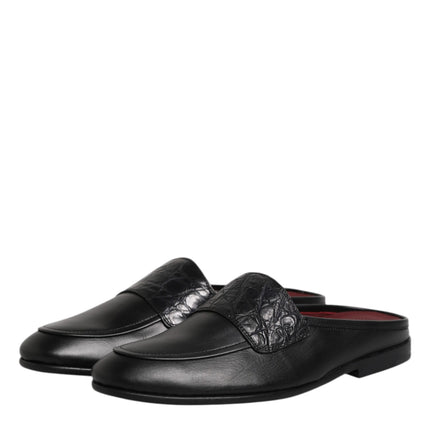 Dolce & Gabbana Black Calfskin Leather Slip On Loafers Shoes