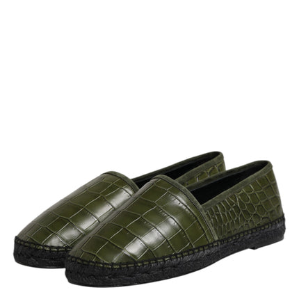 Dolce & Gabbana Green Exotic Leather Espadrilles Slip On Shoes