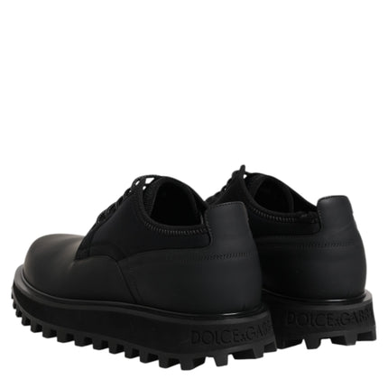Dolce & Gabbana Black Leather Lace Up Trekking Dress Shoes