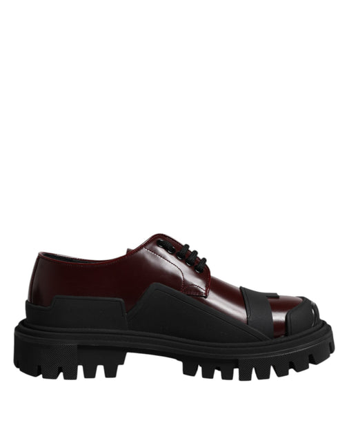 Dolce & Gabbana Red Leather Lace Up Trekking Dress Shoes Dolce & Gabbana