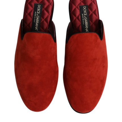 Dolce & Gabbana Orange Suede Slides Flat Slipper Shoes