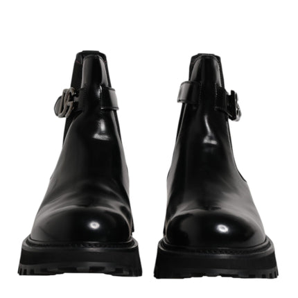 Dolce & Gabbana Black Belted DG Logo Men Chelsea Boots Shoes