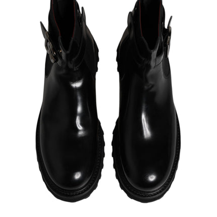 Dolce & Gabbana Black Belted DG Logo Men Chelsea Boots Shoes