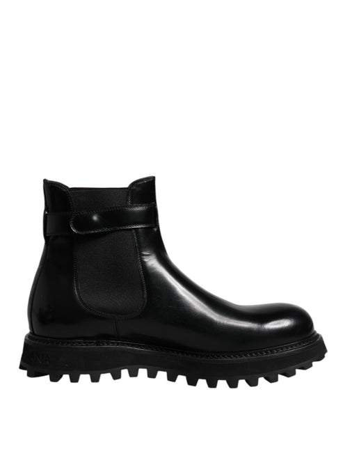 Dolce & Gabbana Black Belted DG Logo Men Chelsea Boots Shoes Dolce & Gabbana