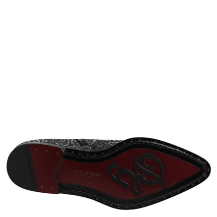 Dolce & Gabbana Dark Gray Cotton Sequined Chelsea Boots Shoes