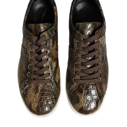 Dolce & Gabbana Brown Exotic Leather Low Top Sneakers Shoes