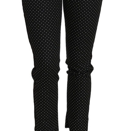 Dolce & Gabbana Black Dress Polka Dot Cropped Straight Pants