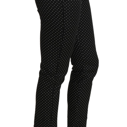 Dolce & Gabbana Black Dress Polka Dot Cropped Straight Pants