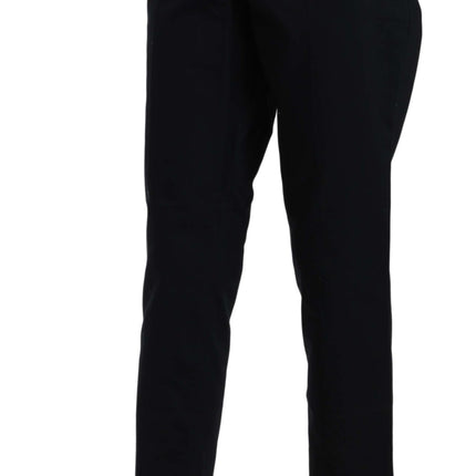 Dolce & Gabbana Black Cropped Front Button Embellished Pants
