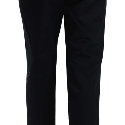 Dolce & Gabbana Black Cropped Front Button Embellished Pants