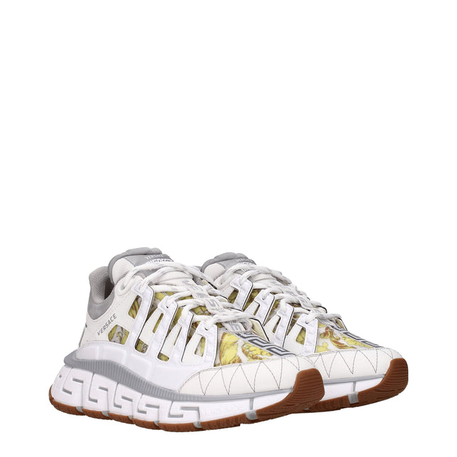 Versace White Leather Athletic Sneakers