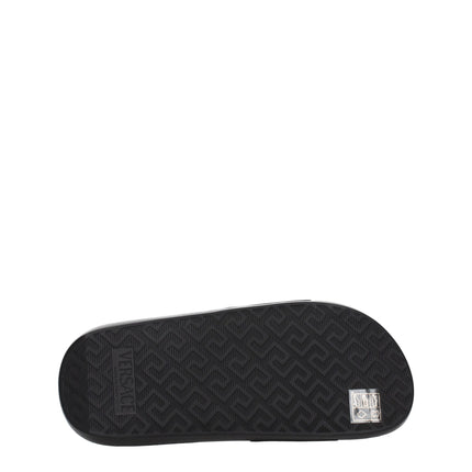 Versace Black Leather Slippers