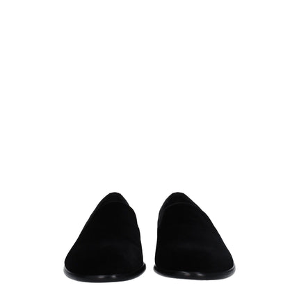 Dolce & Gabbana Black Velvet Slip-On Loafers