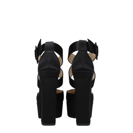Jimmy Choo Black Satin Platform Sandals